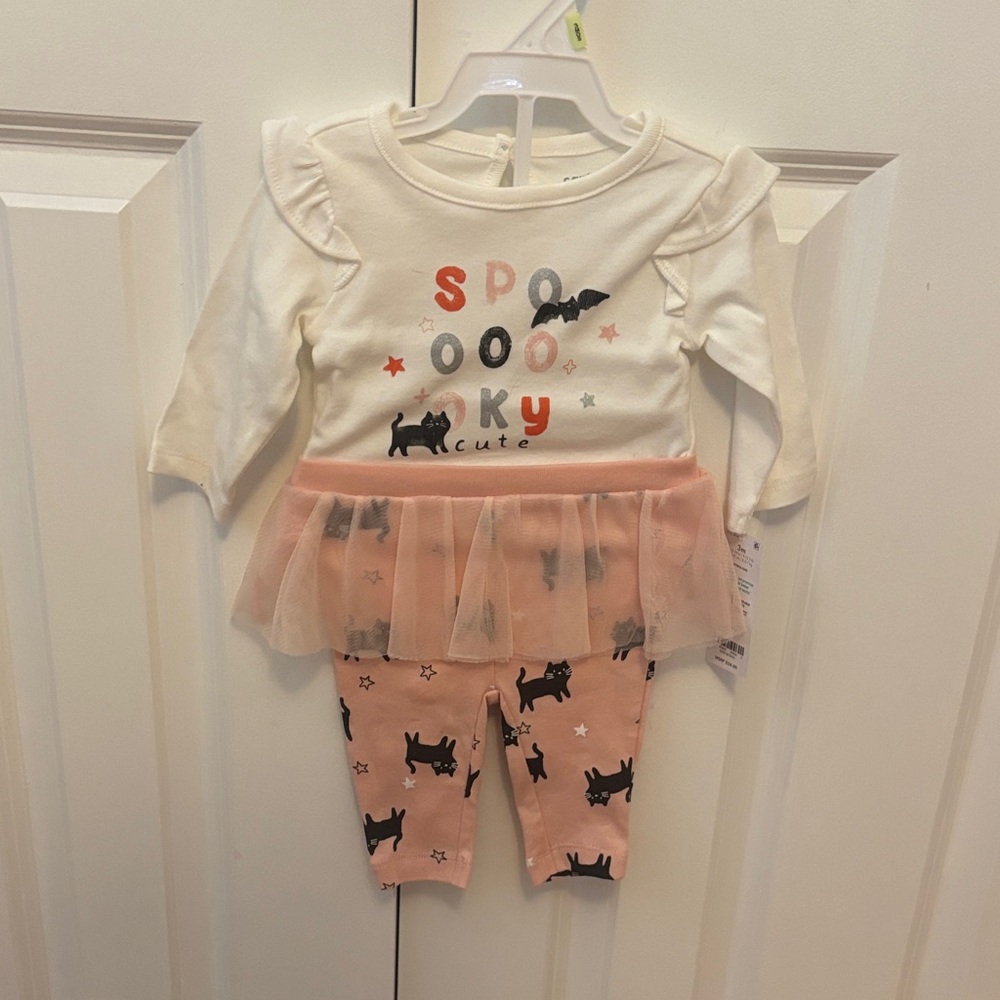 Carter's Cream and Pink Baby Outfit with Cat Print